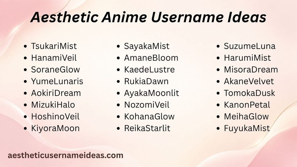 Aesthetic Anime Username Ideas