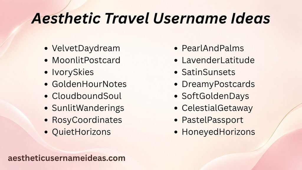 Aesthetic Travel Username Ideas
