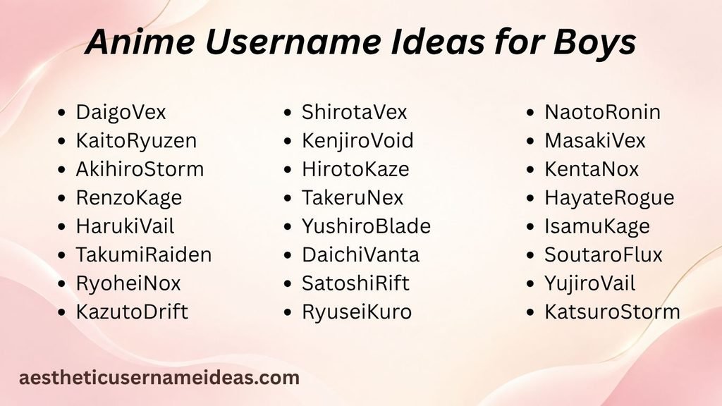 Anime Username Ideas for Boys