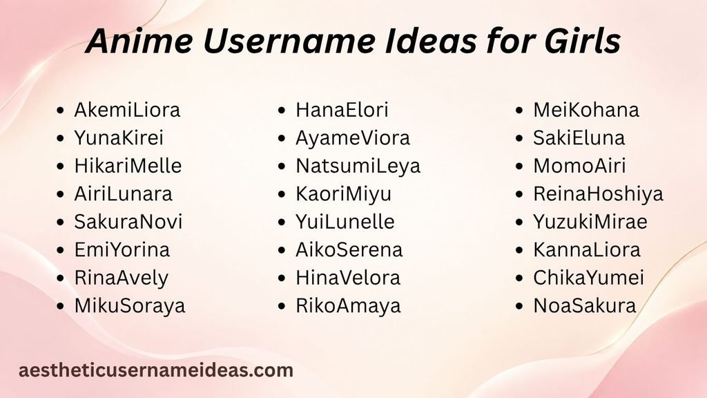Anime Username Ideas for Girls