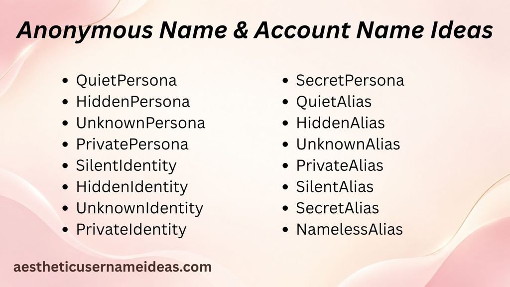 Anonymous Name & Account Name Ideas
