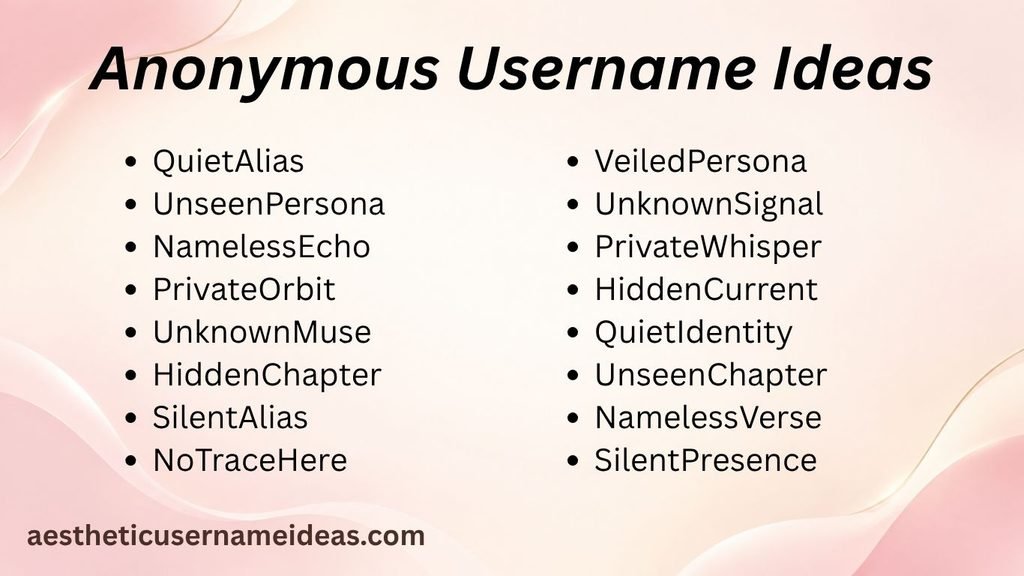 Anonymous Username Ideas