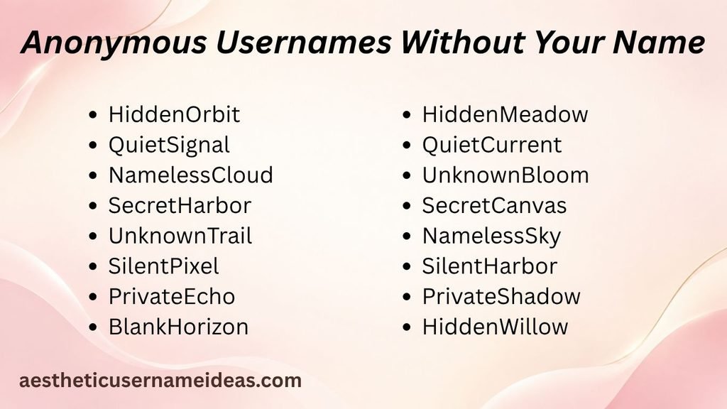 Anonymous Usernames Without Your Name