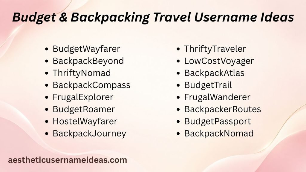 Budget & Backpacking Travel Username Ideas