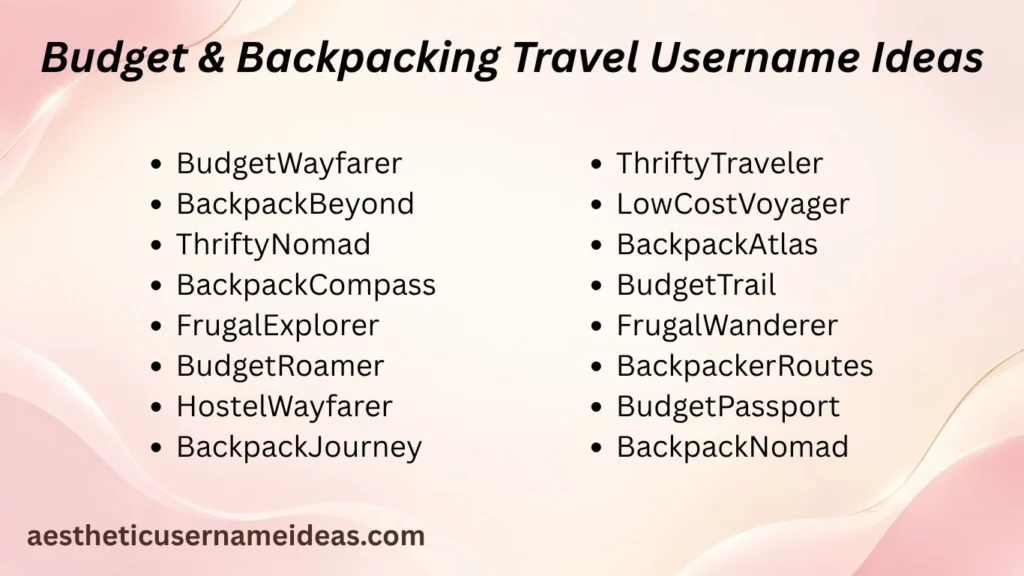Budget & Backpacking Travel Username Ideas