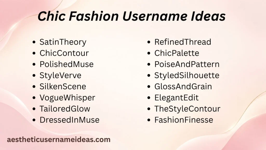 Chic Fashion Username Ideas 