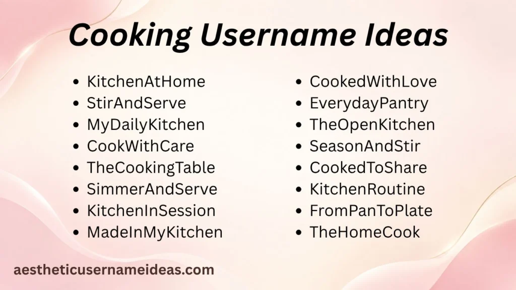Cooking Username Ideas