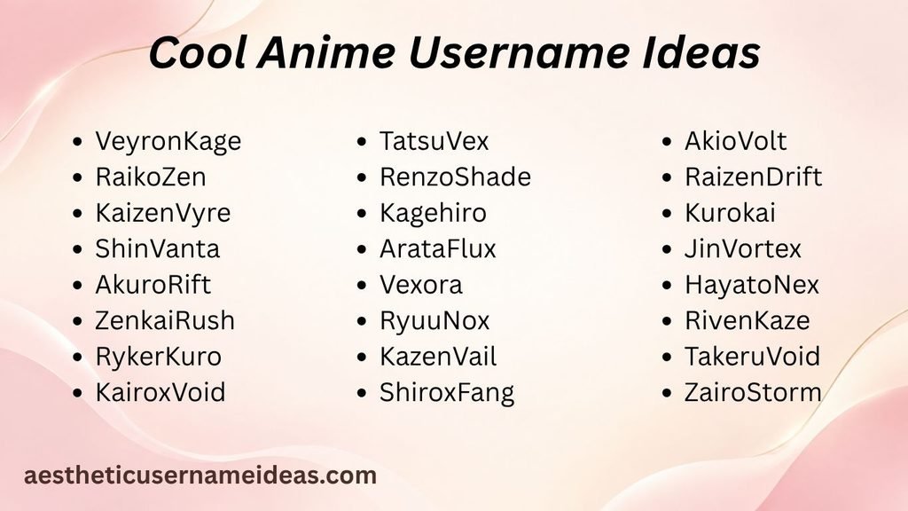 Cool Anime Username Ideas