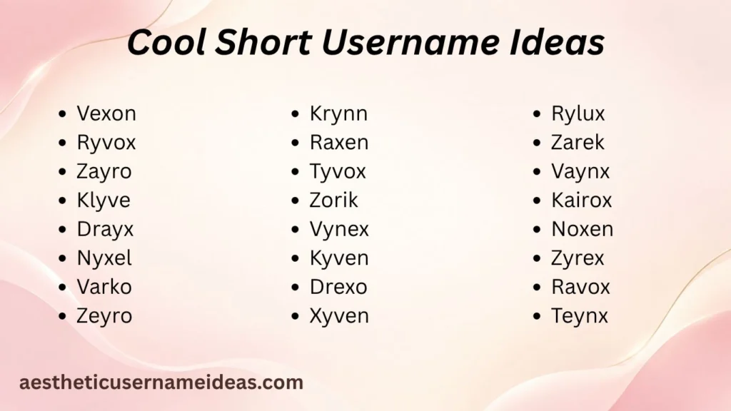 Cool Short Username Ideas