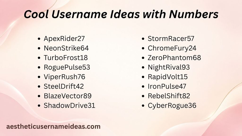 Cool Username Ideas with Numbers