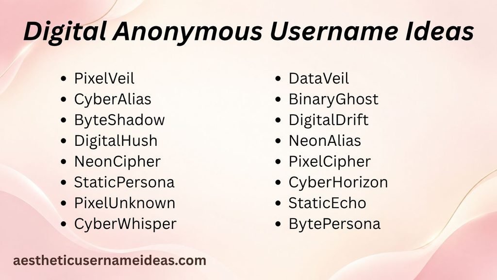 Digital Anonymous Username Ideas