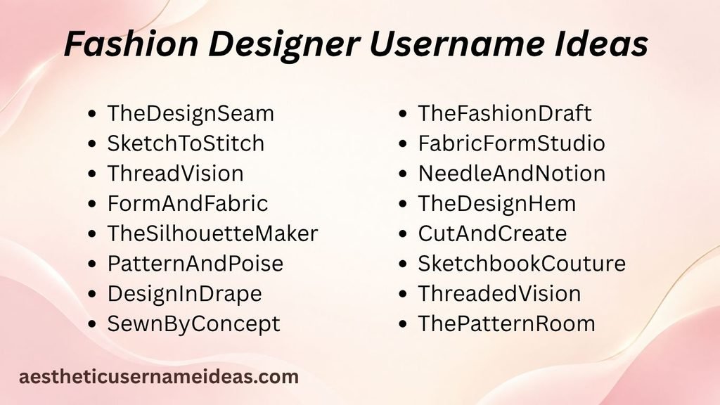 Fashion Designer Username Ideas 
