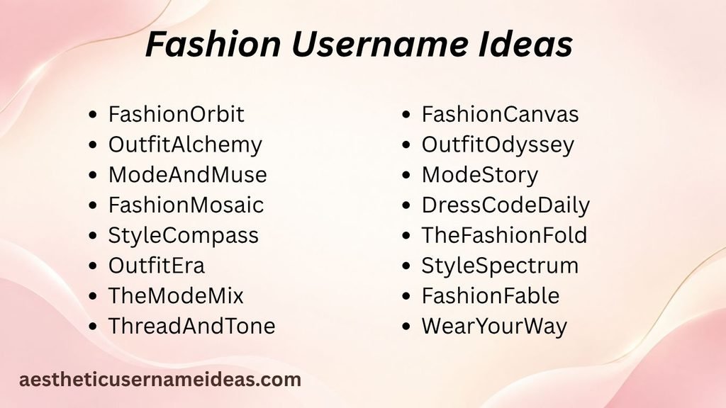 Fashion Username Ideas 