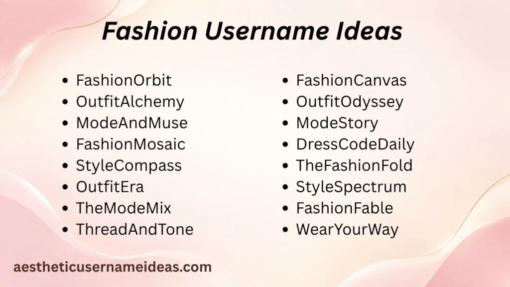 Fashion Username Ideas 
