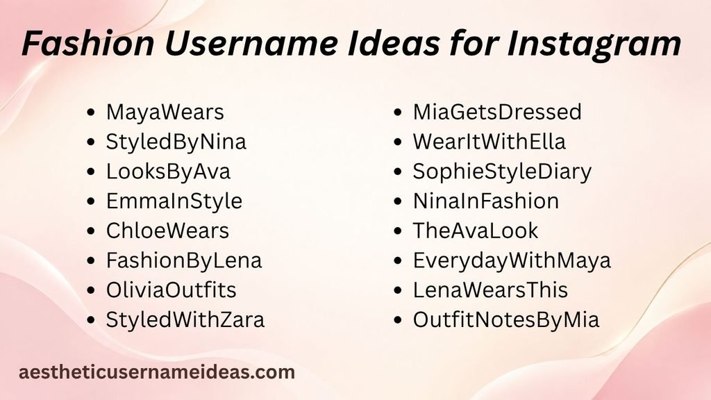 Fashion Username Ideas for Instagram 