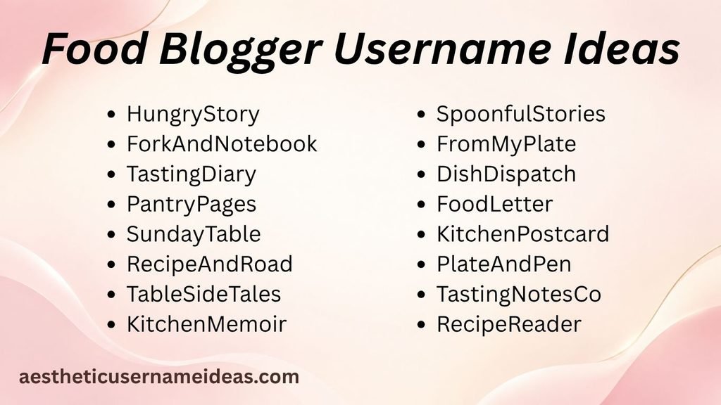 Food Blogger Username Ideas