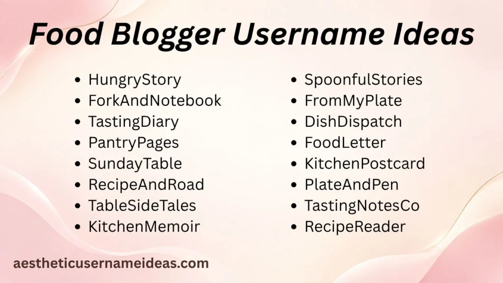 Food Blogger Username Ideas