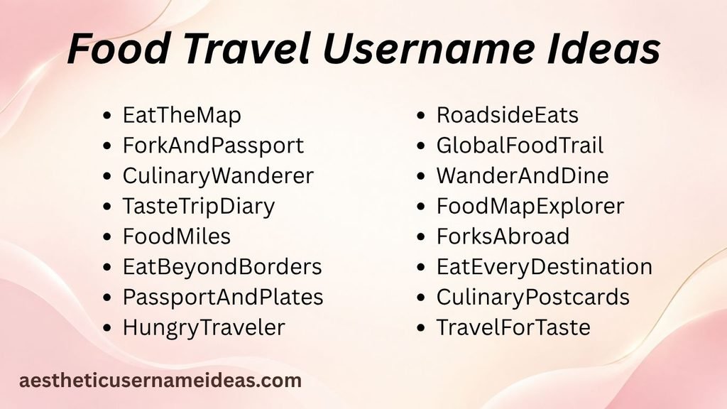 Food Travel Username Ideas
