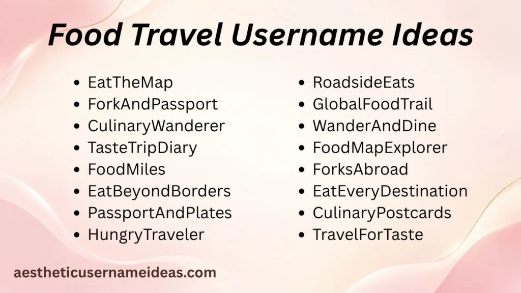 Food Travel Username Ideas