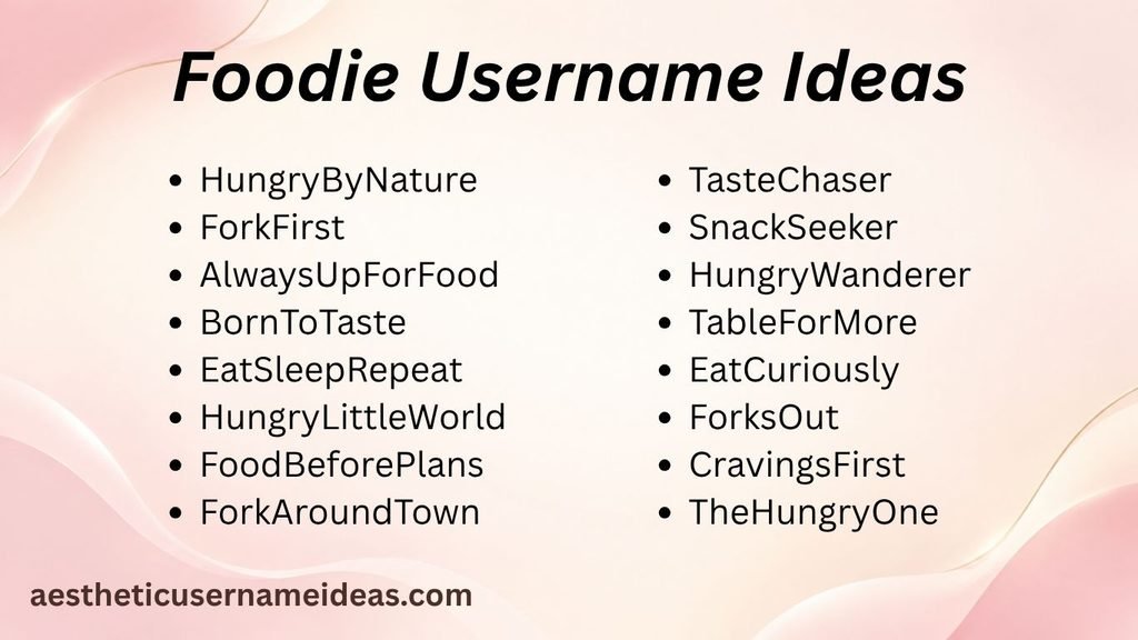 Foodie Username Ideas