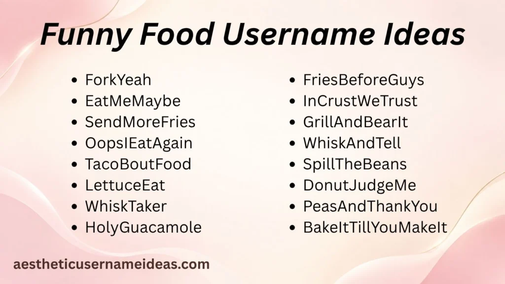 Funny Food Username Ideas