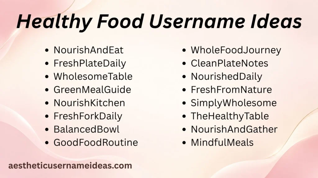 Healthy Food Username Ideas