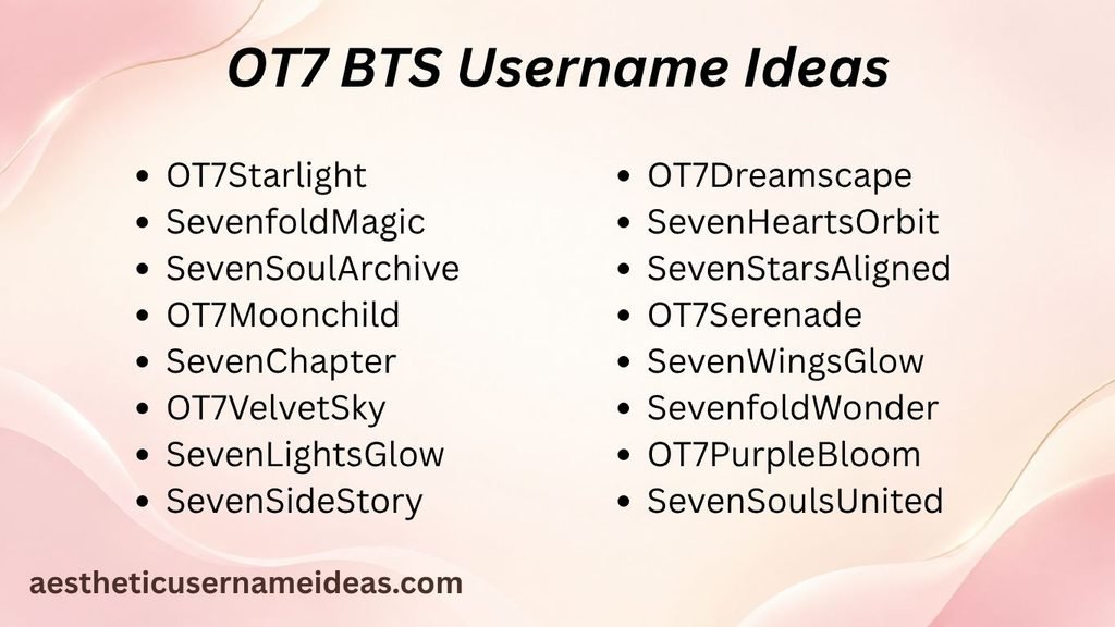 OT7 BTS Username Ideas