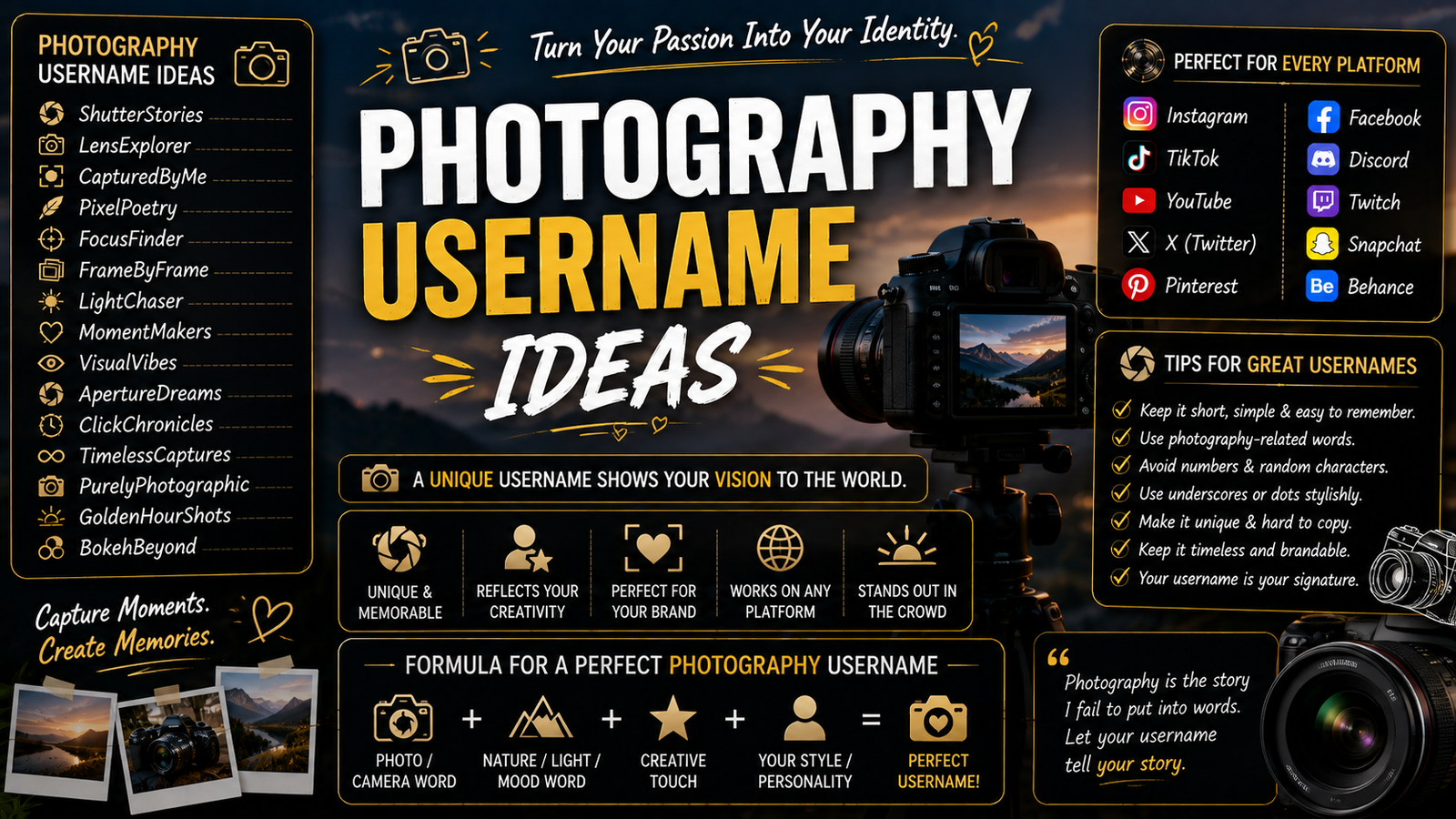Photography Username Ideas