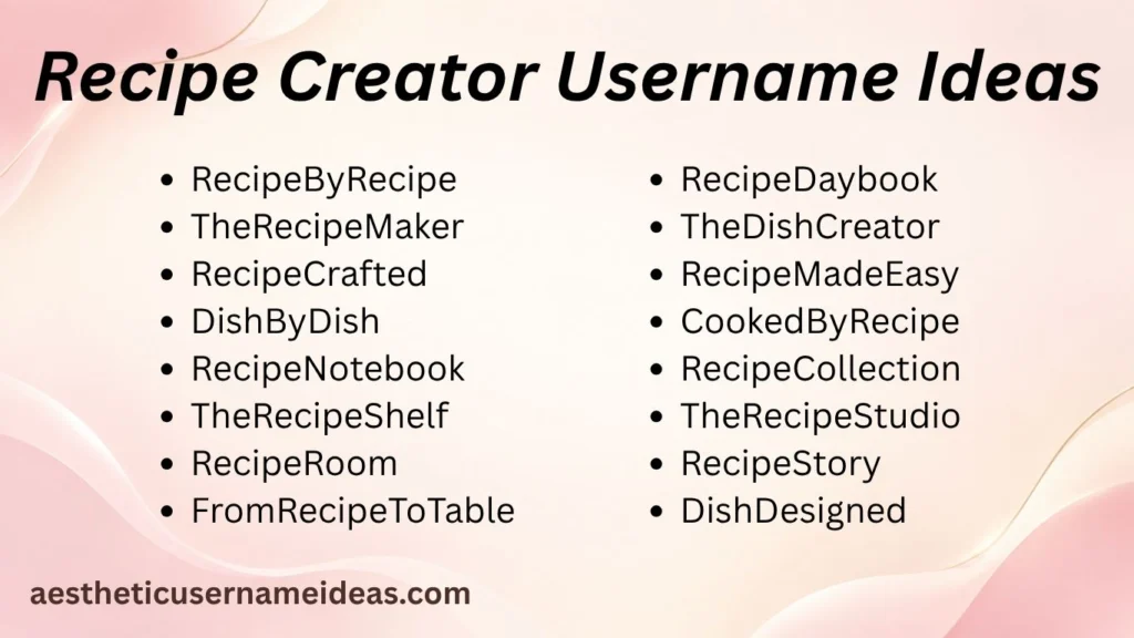 Recipe Creator Username Ideas