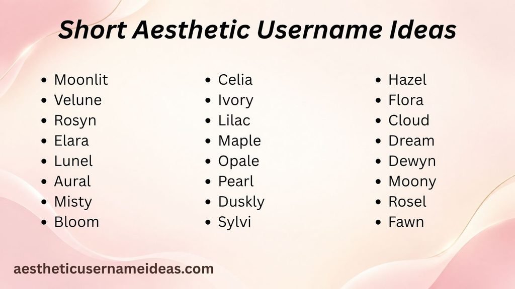 Short Aesthetic Username Ideas