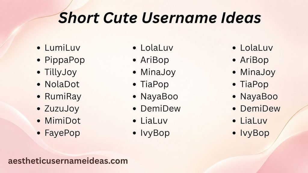 Short Cute Username Ideas