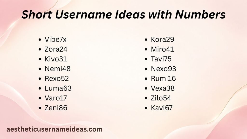 Short Username Ideas with Numbers