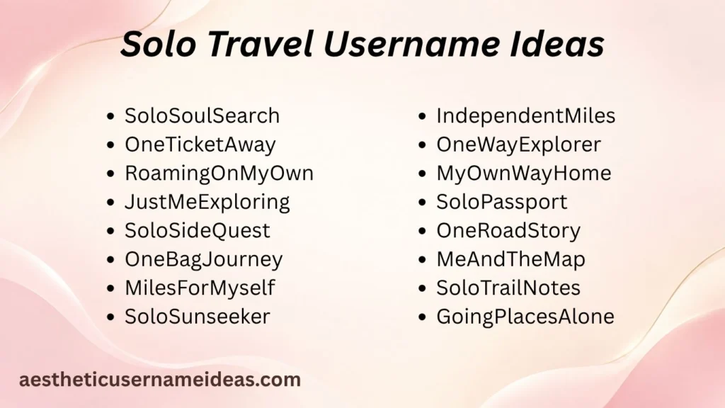 Solo Travel Username Ideas
