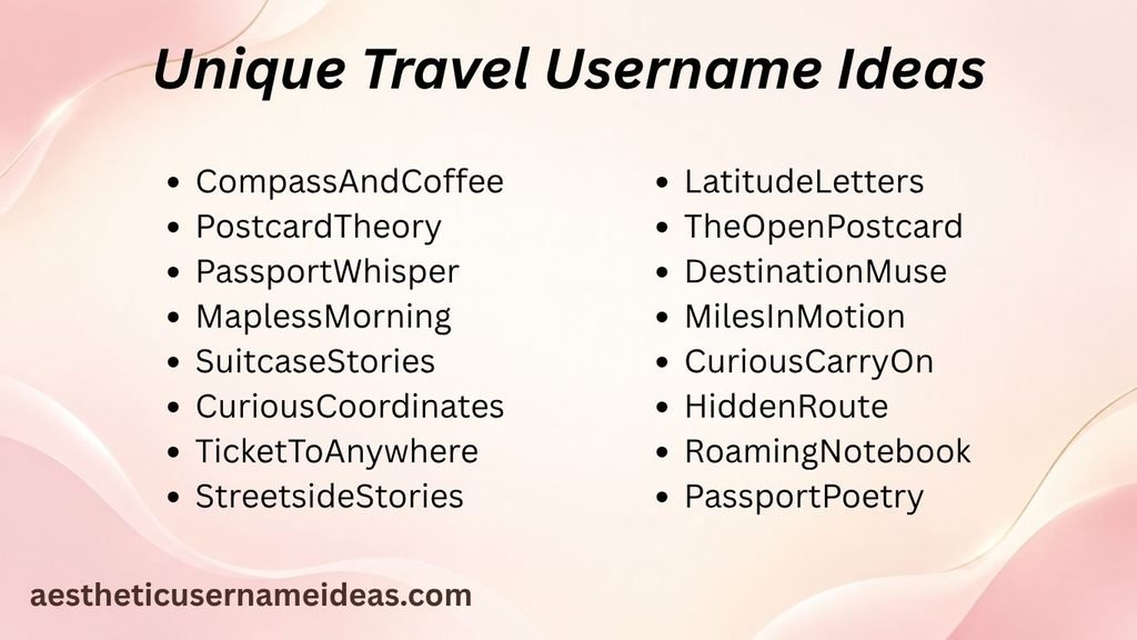 Unique Travel Username Ideas