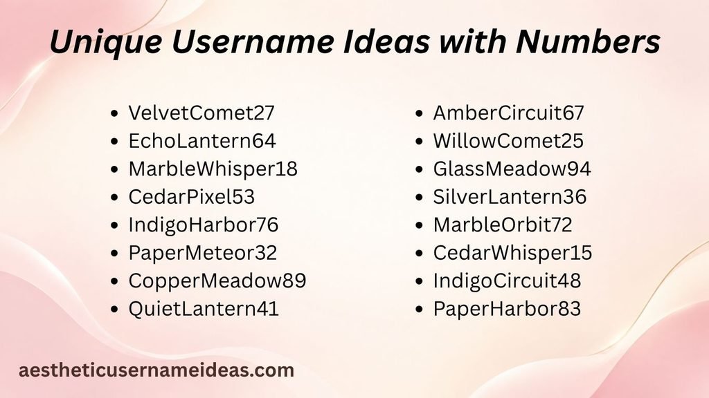Unique Username Ideas with Numbers
