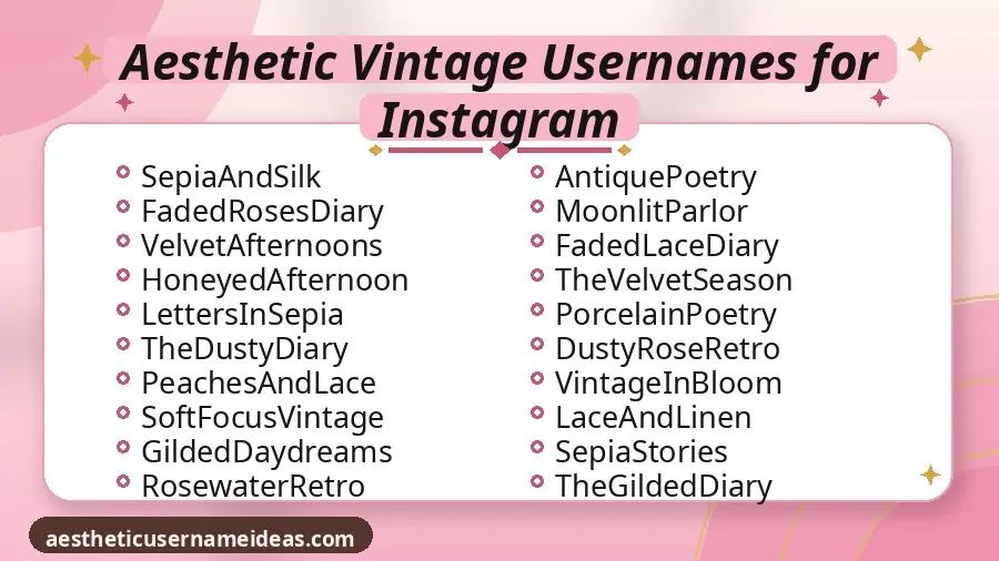 Aesthetic Vintage Usernames for Instagram