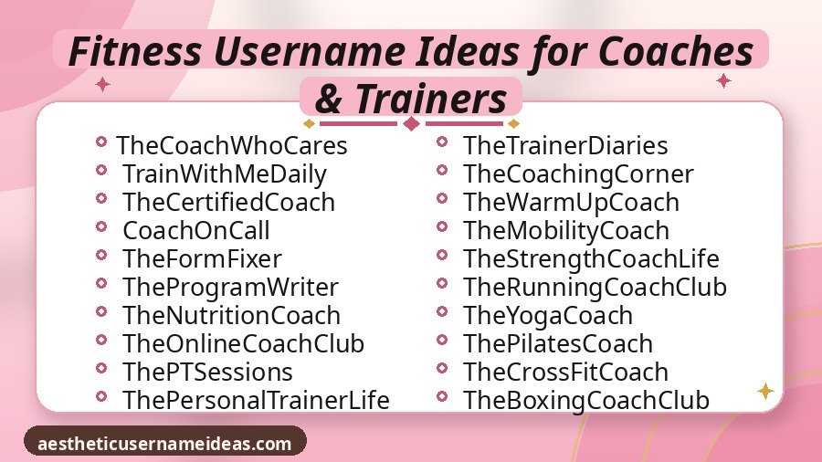 Fitness Username Ideas for Coaches & Trainers