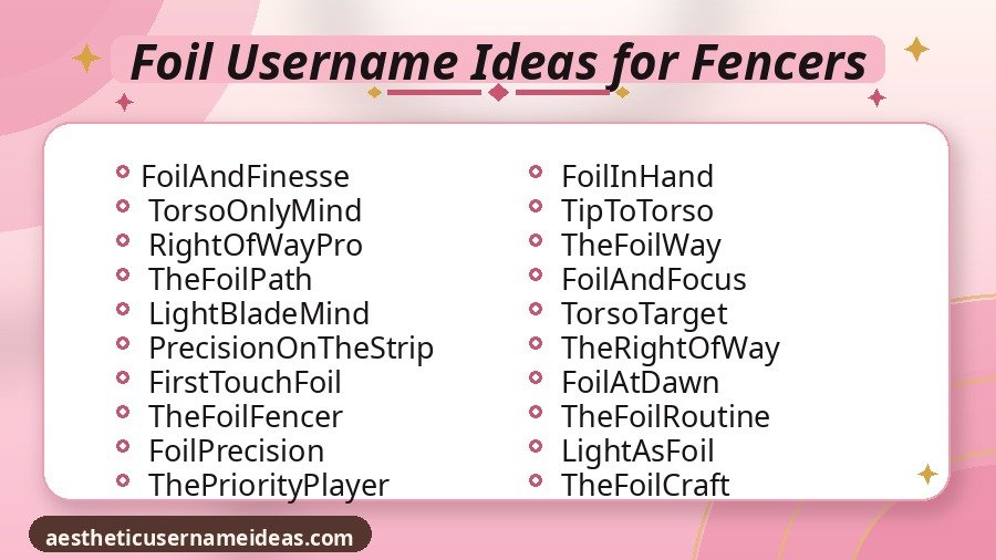 Foil Username Ideas for Fencers