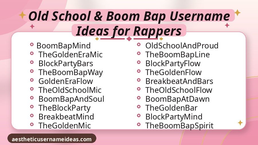 Old School & Boom Bap Username Ideas for Rappers