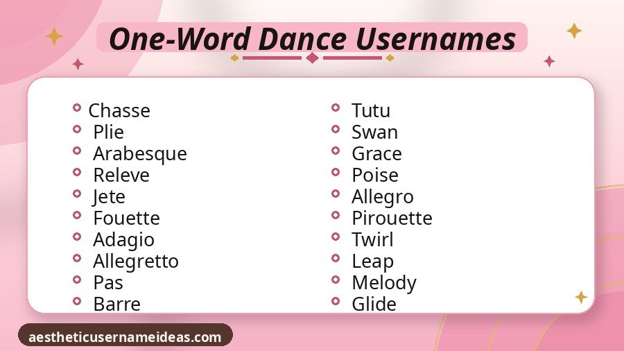 One-Word Dance Usernames