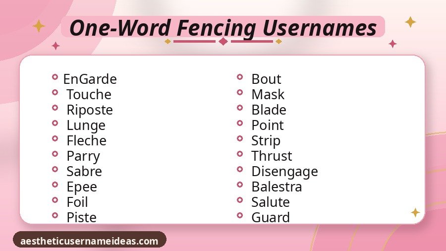 One-Word Fencing Usernames
