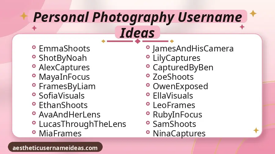 Personal Photography Username Ideas