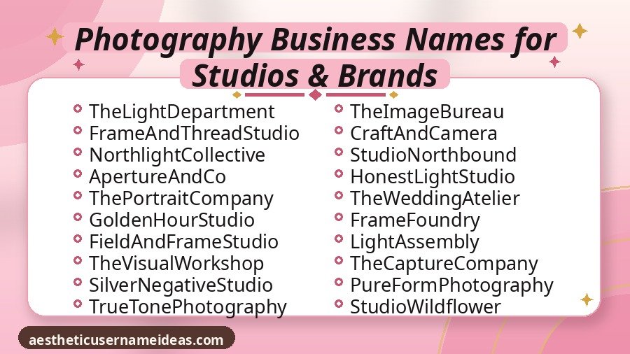 Photography Business Names for Studios & Brands