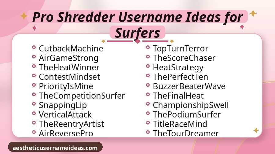 Pro Shredder Username Ideas for Surfers