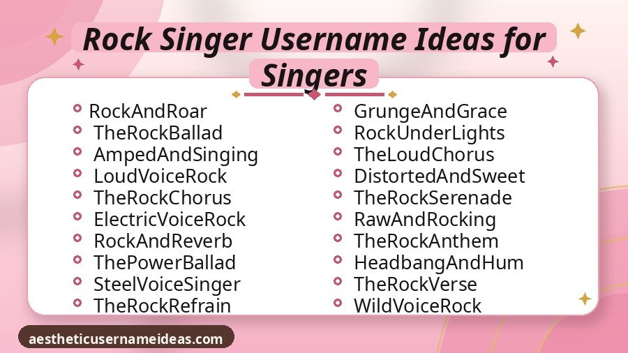 Rock Singer Username Ideas for Singers