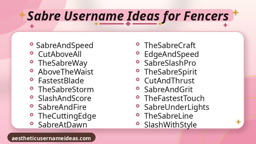 Sabre Username Ideas for Fencers
