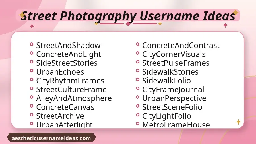 Street Photography Username Ideas