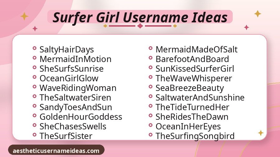 Surfer Girl Username Ideas