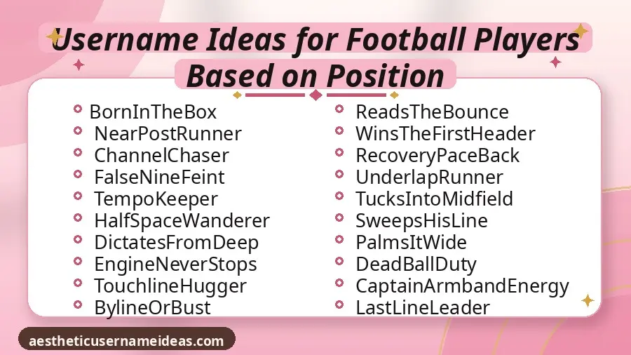 Username Ideas for Football Players Based on Position