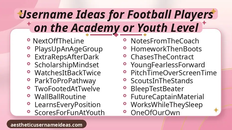 Username Ideas for Football Players on the Academy or Youth Level